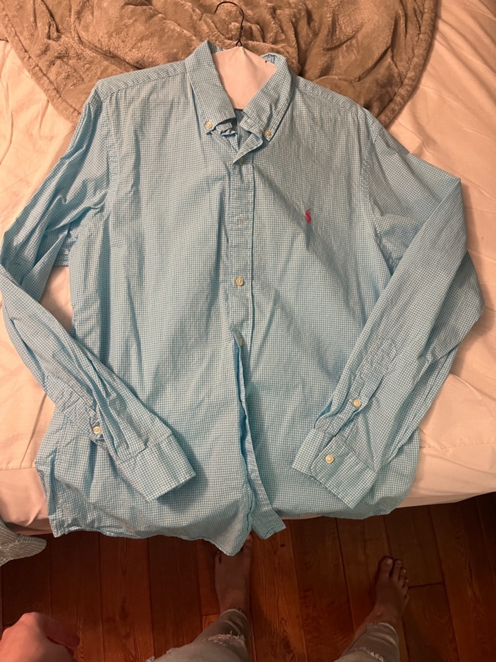 Ralph Lauren Light Blue Micro-Check Button-Down Shirt